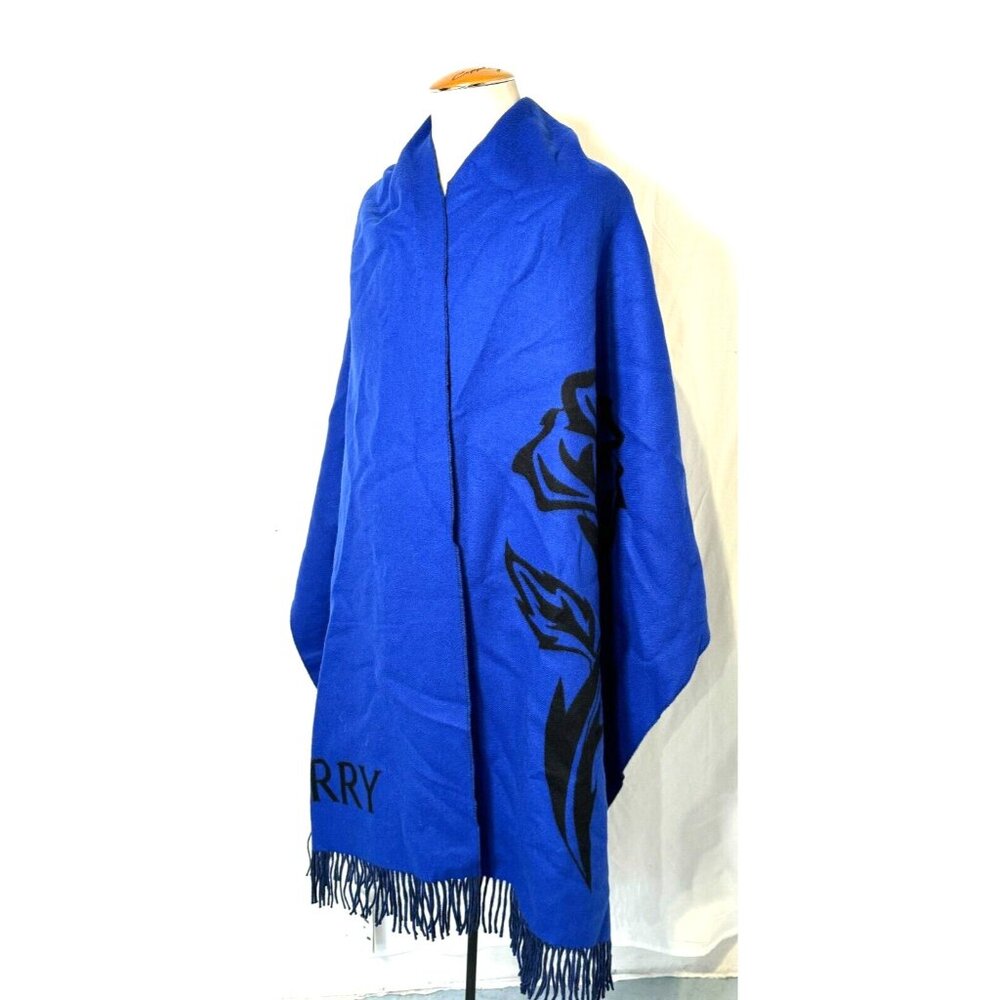 $1450 NWT BURBERRY PRORSUM Blue Luxurious Reversible Pure Cashmere Large Shawl